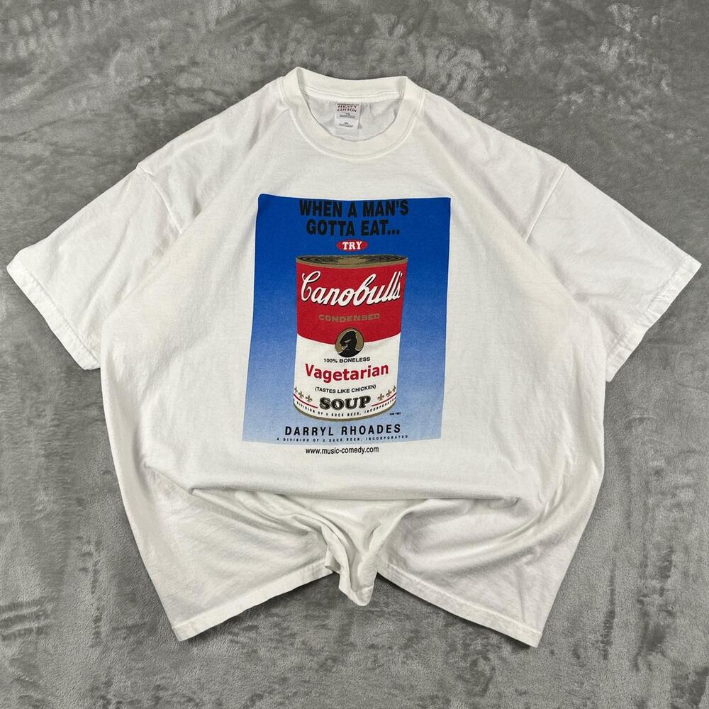 VTG 1997 Darryl Rhoades “U Suck Beer” Canobull Vagetarian Soup Graphic Tee XXL